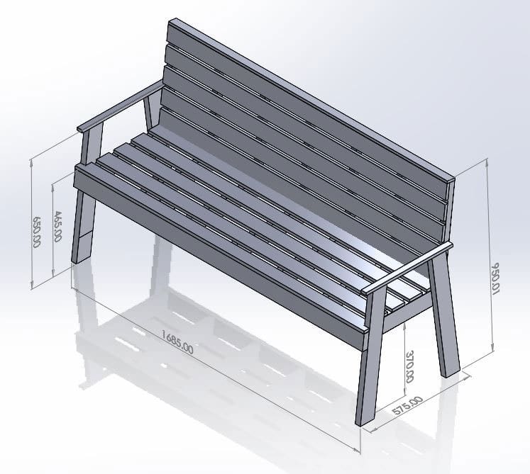 3-Seater Bench with Heighted Back-Rest